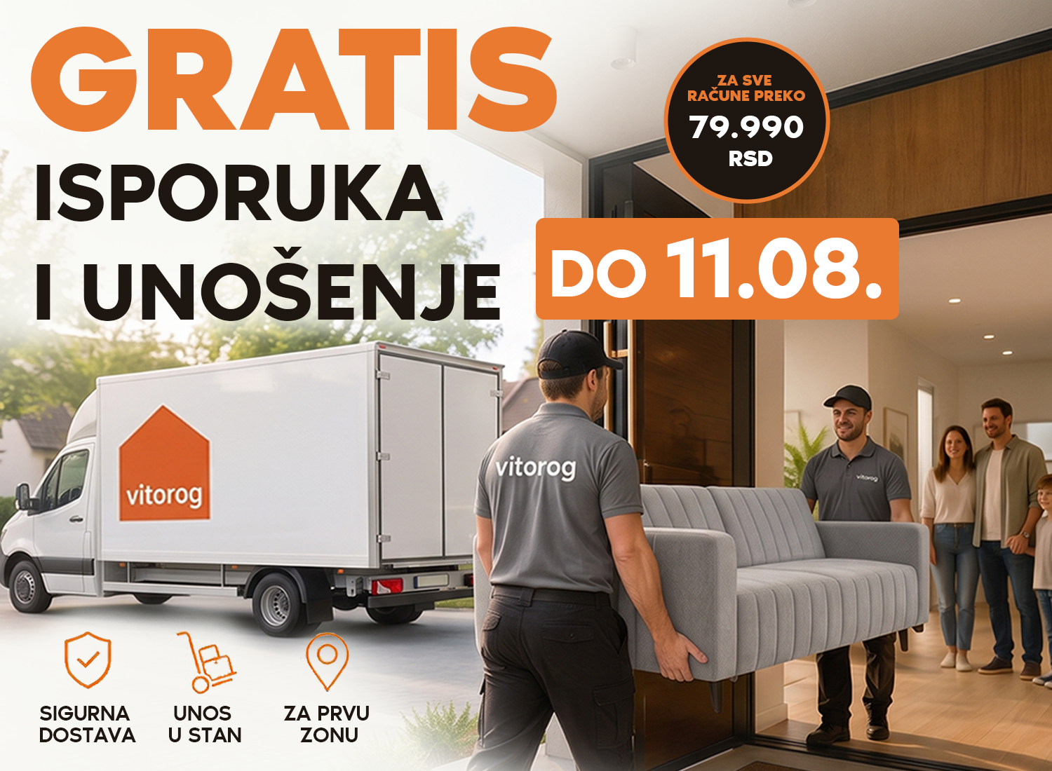 GRATIS ISPORUKA I UNOS NAMEŠTAJA