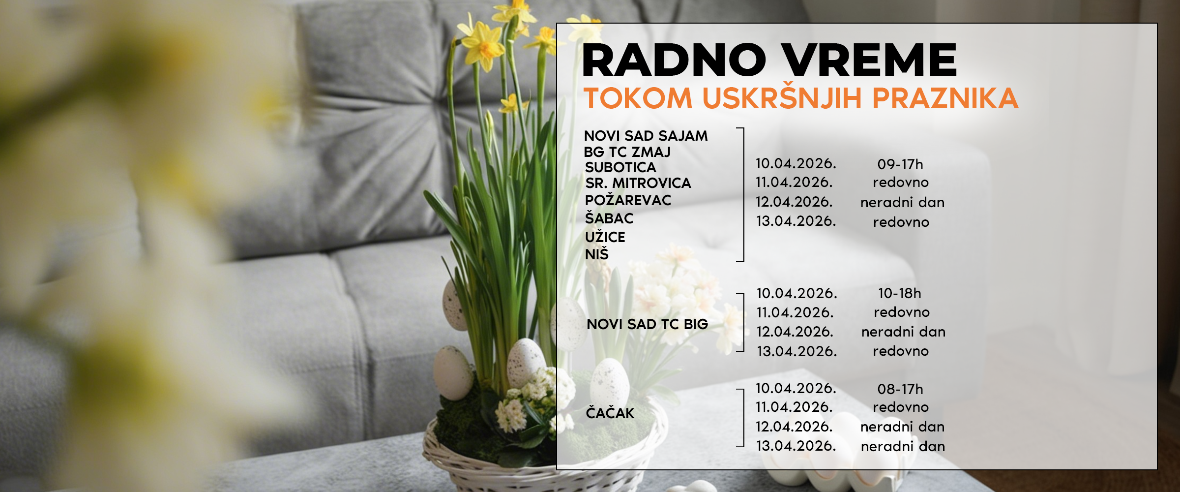 Izmenjeno radno vreme tokom uskršnjih praznika