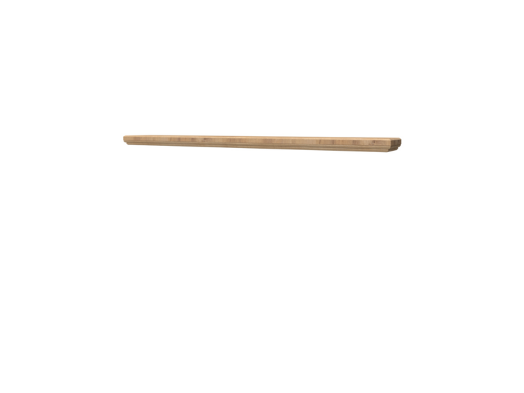 Long wooden baton with rounded ends lying horizontally on a white background.